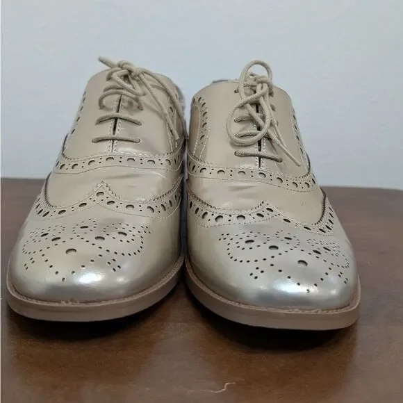 Botkier Preppy Gold Metallic Academia Menswear Wingtip Oxford Loafers 9.5 - Picture 4 of 16
